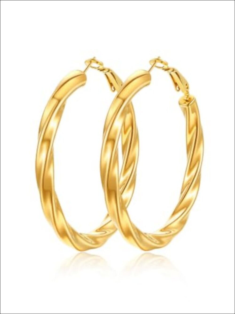 Twisted Hoop Earrings 14K Gold Plated Stainless Steel Hypoallergenic Tube Hoops